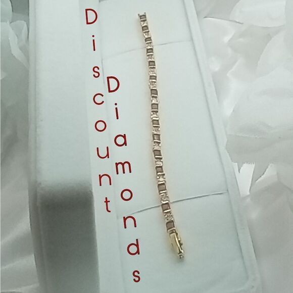 Red & White 30 Ct. Diamond Bracelet 14K Gold on 925 Silver - Picture 2 of 7